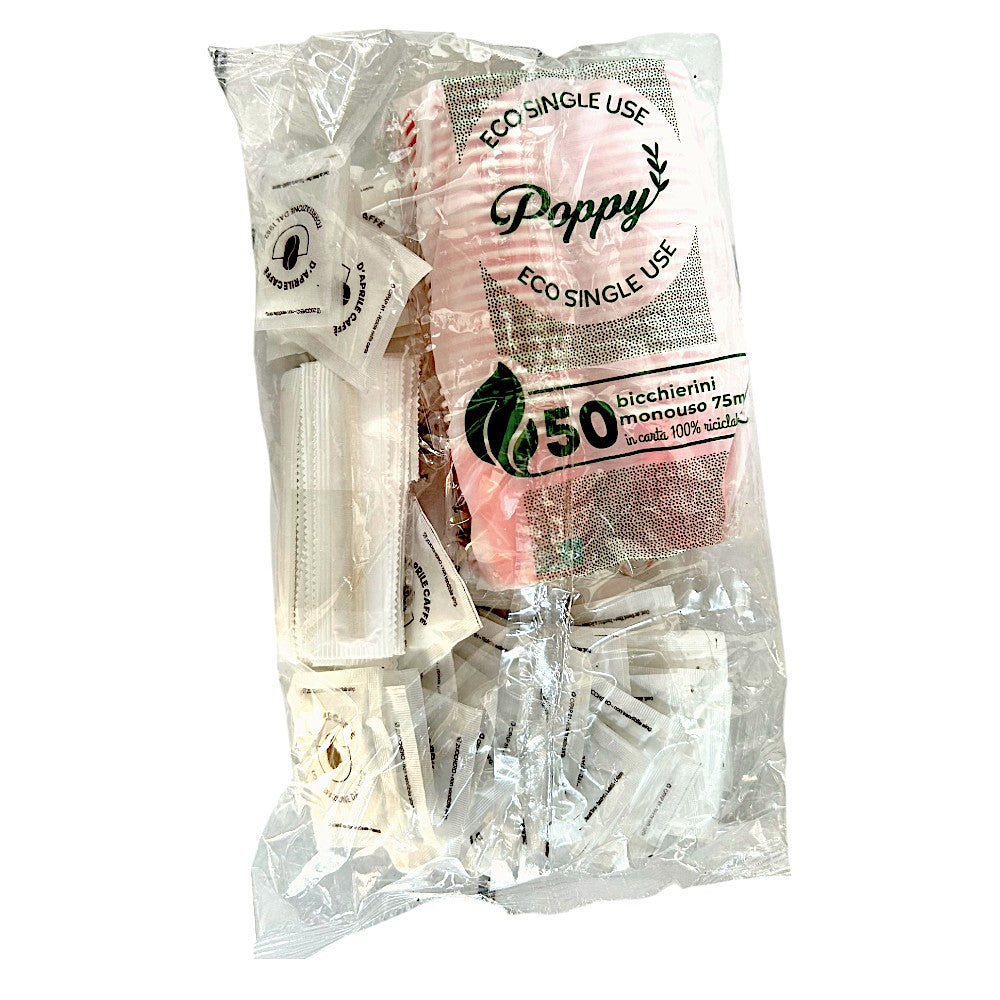 SET PALETTE, BICCHIERI di carta , BUSTINE DI ZUCCHERO - 50/100 pz.