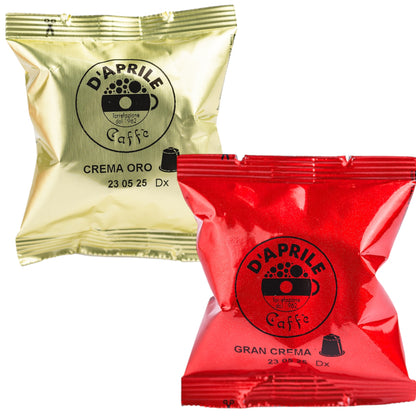 CAPSULE COMPATIBILI - NESPRESSO - MIX DAPRILE 50e50 Crema oro e Gran crema 100pz